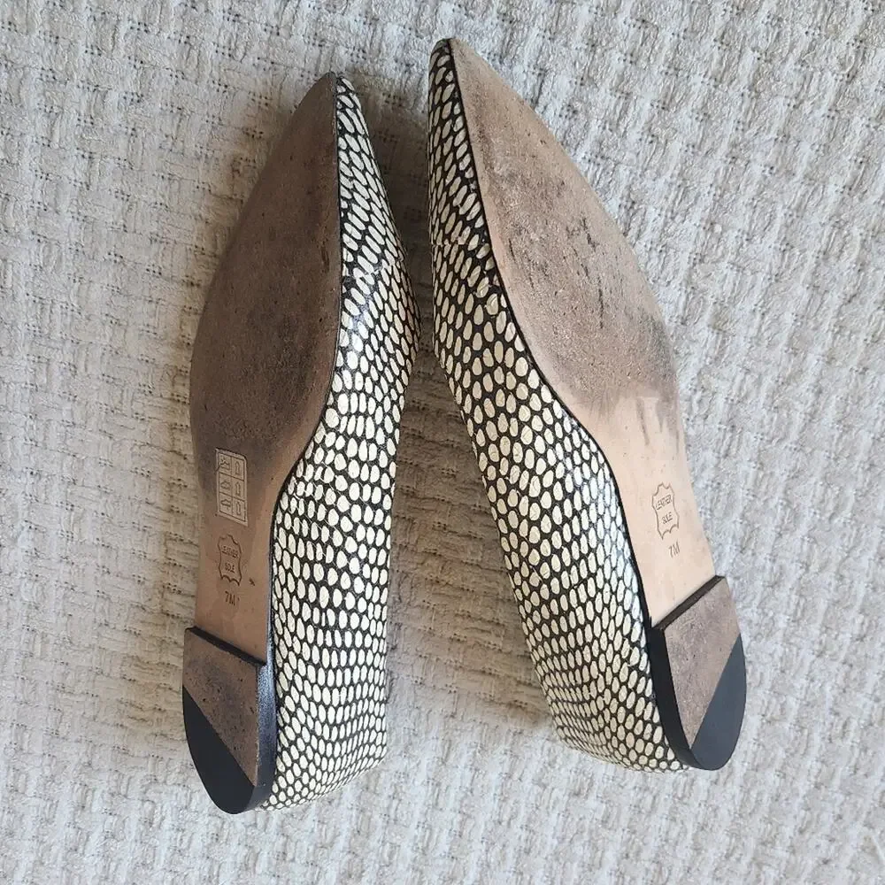 Tory Burch Penelope Snake Print Cap Toe Flat In King Cobra Women's Size 7